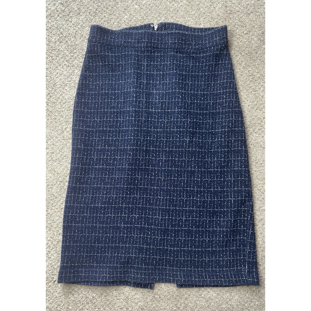 Maeve Anthropologie Pencil Skirt Womens XS Blue Geometric Stretch Knee Length